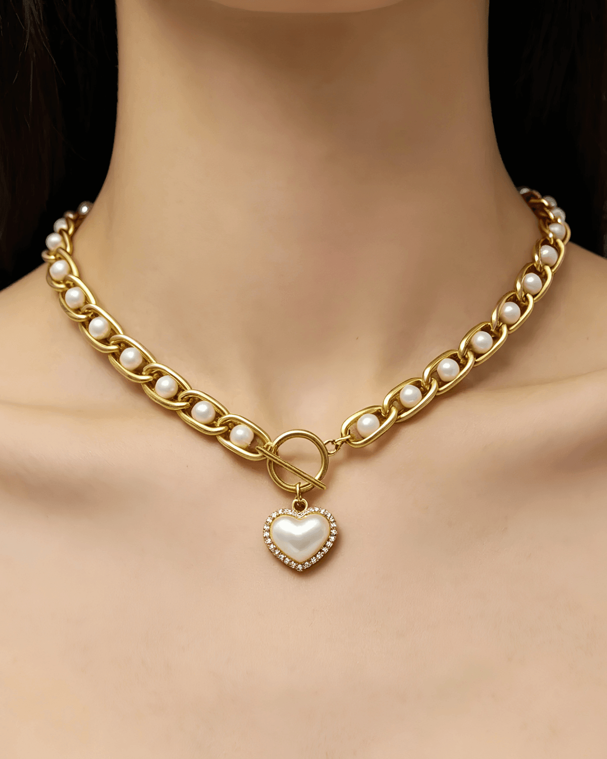 Mason & Madison Co. 18K Gold Pearl Heart Pendant Necklace 18k Women's | Tarnish-Free, Waterproof, Hypoallergenic, Sustainable, High Quality