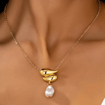 Mason & Madison Co. 18K Gold Pearl Pendant Necklace 18k Women's | Tarnish-Free, Waterproof, Hypoallergenic, Sustainable, High Quality