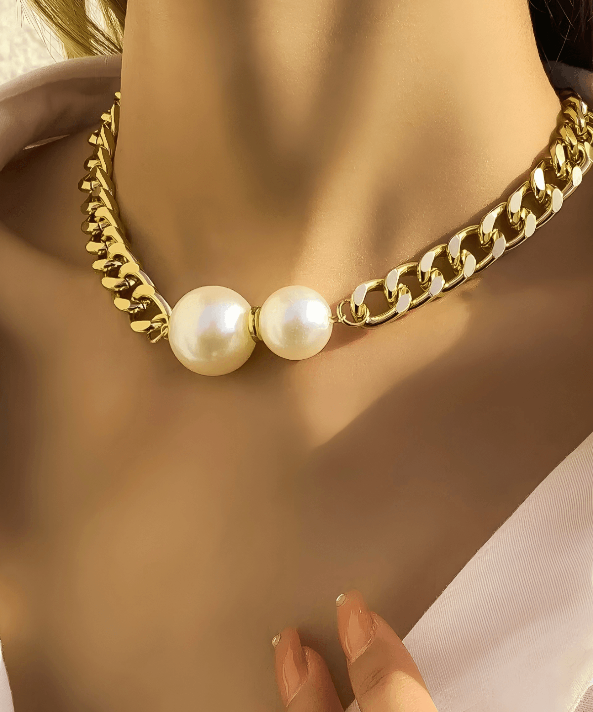 Mason & Madison Co. 18K Pearl Gold Chain Necklace 18k Women's | Tarnish-Free, Waterproof, Hypoallergenic, Sustainable, High Quality