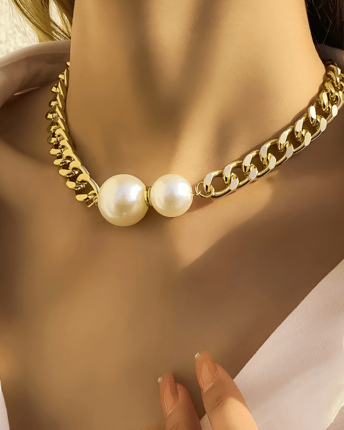 Mason & Madison Co. 18K Pearl Gold Chain Necklace 18k Women's | Tarnish-Free, Waterproof, Hypoallergenic, Sustainable, High Quality