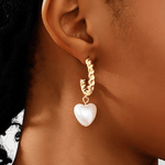 Mason & Madison Co. 18K Pearl Heart Gold Hoop Earrings 18k Women's | Tarnish-Free, Waterproof, Hypoallergenic, Sustainable, High Quality