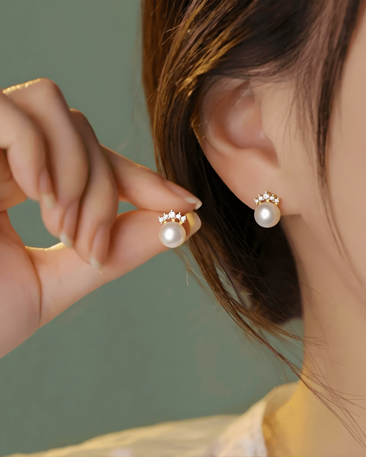 Pearl Earrings Diamond Stud Earrings for Women/Wife/Mom, Mason & Madison Co.