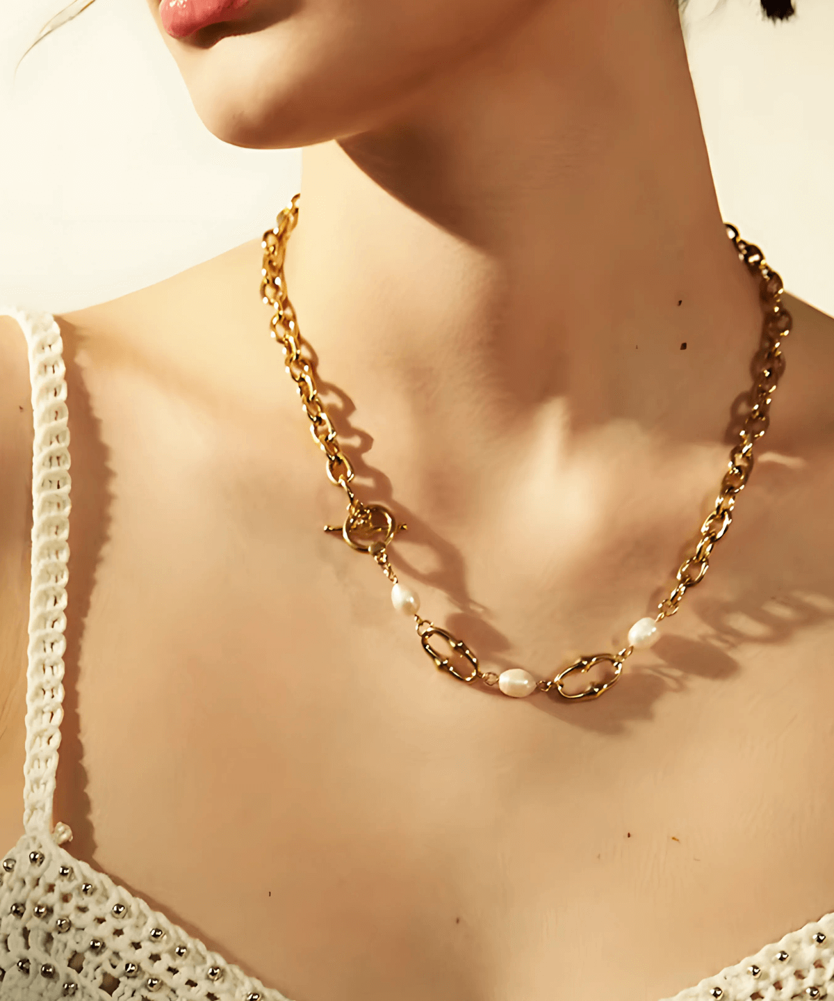 Pearl Gold Chain Necklace, Best Trending Trendy Pearl Gold Chain Necklace Gift for Women, Lady, Mother, Wife, Mason & Madison Co.