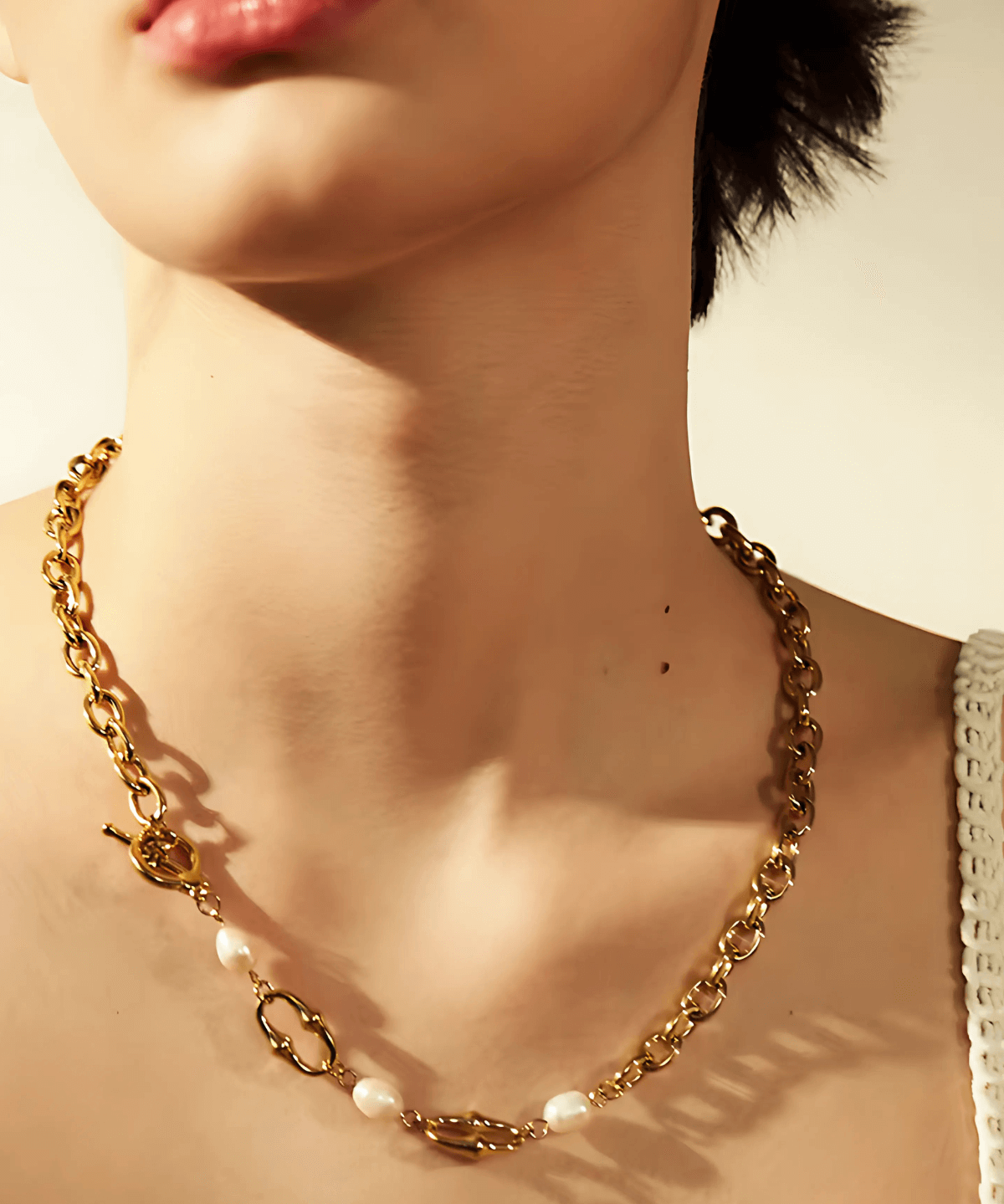 Pearl Gold Chain Necklace, Best Trending Trendy Pearl Gold Chain Necklace Gift for Women, Lady, Mother, Wife, Mason & Madison Co.