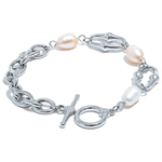 Pearl Silver Chain Bracelet, Best Trending Trendy Pearl Silver Chain Bracelet Gift for Women, Lady, Mother, Wife, Mason & Madison Co.