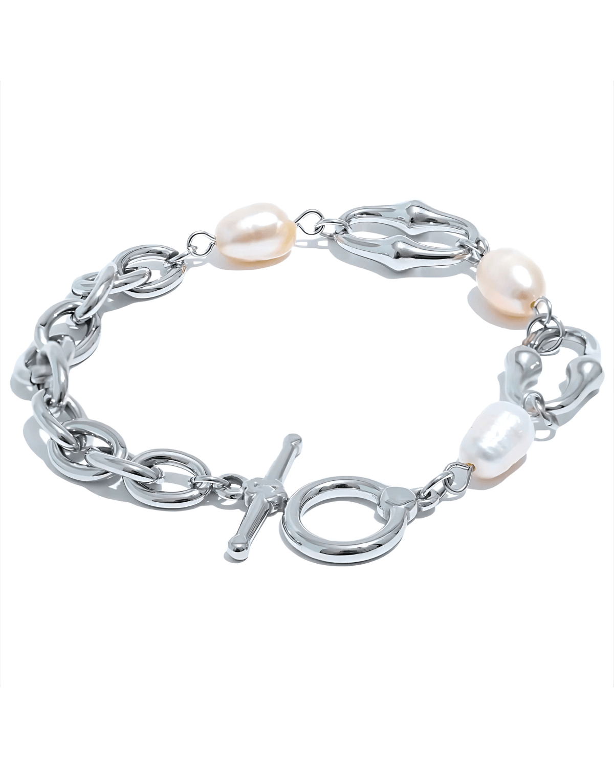 Pearl Silver Chain Bracelet, Best Trending Trendy Pearl Silver Chain Bracelet Gift for Women, Lady, Mother, Wife, Mason & Madison Co.