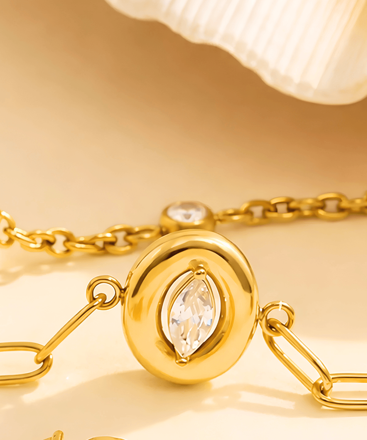 Top 18K Gold Diamond Charm Bracelet Women's Gift for Her/Wife/Mom Birthday