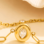 Top 18K Gold Diamond Charm Bracelet Women's Gift for Her/Wife/Mom Birthday