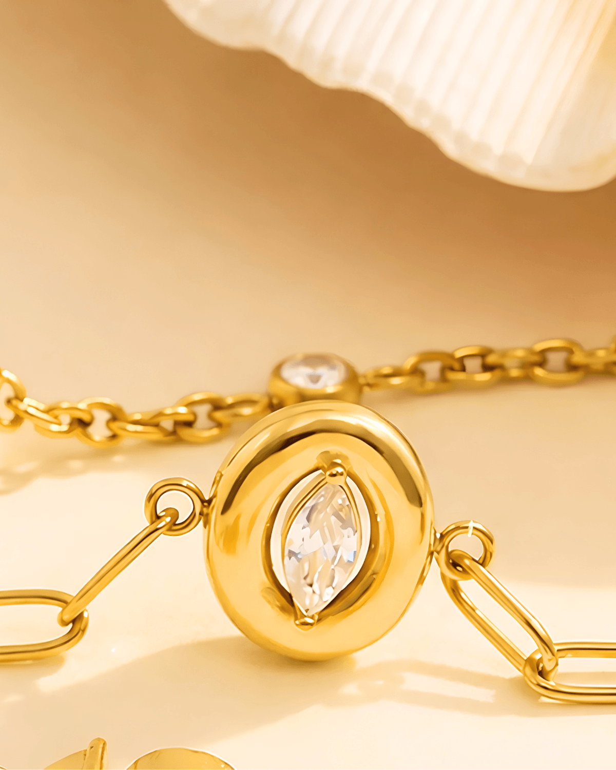 Top 18K Gold Diamond Charm Bracelet Women's Gift for Her/Wife/Mom Birthday