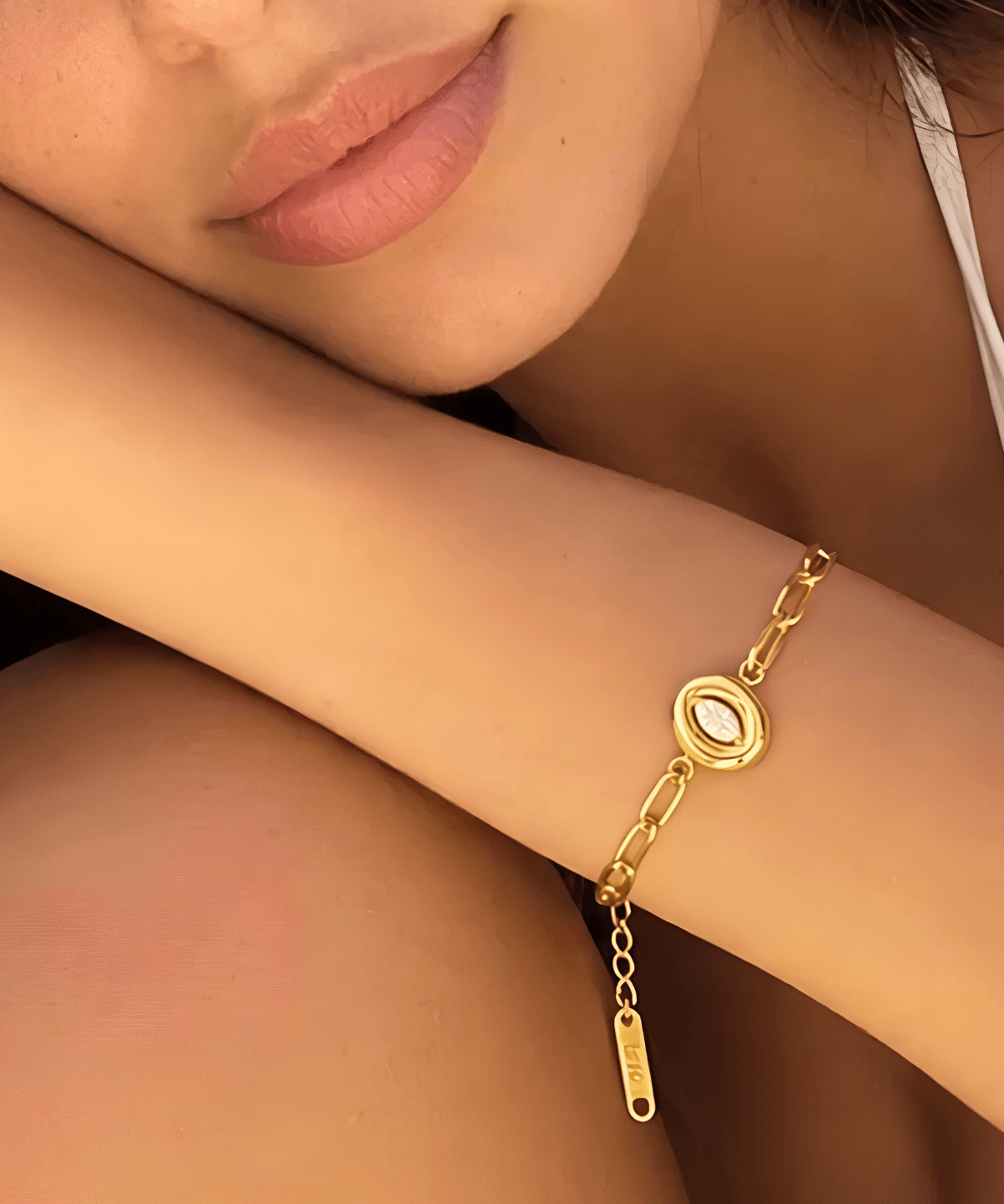 Top 18K Gold Diamond Charm Bracelet Women's Gift for Her/Wife/Mom Birthday