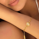 Top 18K Gold Diamond Charm Bracelet Women's Gift for Her/Wife/Mom Birthday