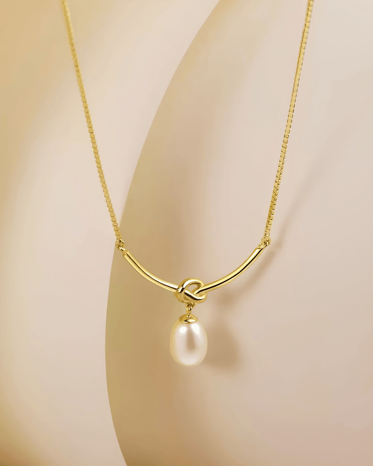 Top 18k Pearl Gold Knot Pendant Necklace - Women's Tarnish-Free, Waterproof, Hypoallergenic, Sustainable, High Quality 