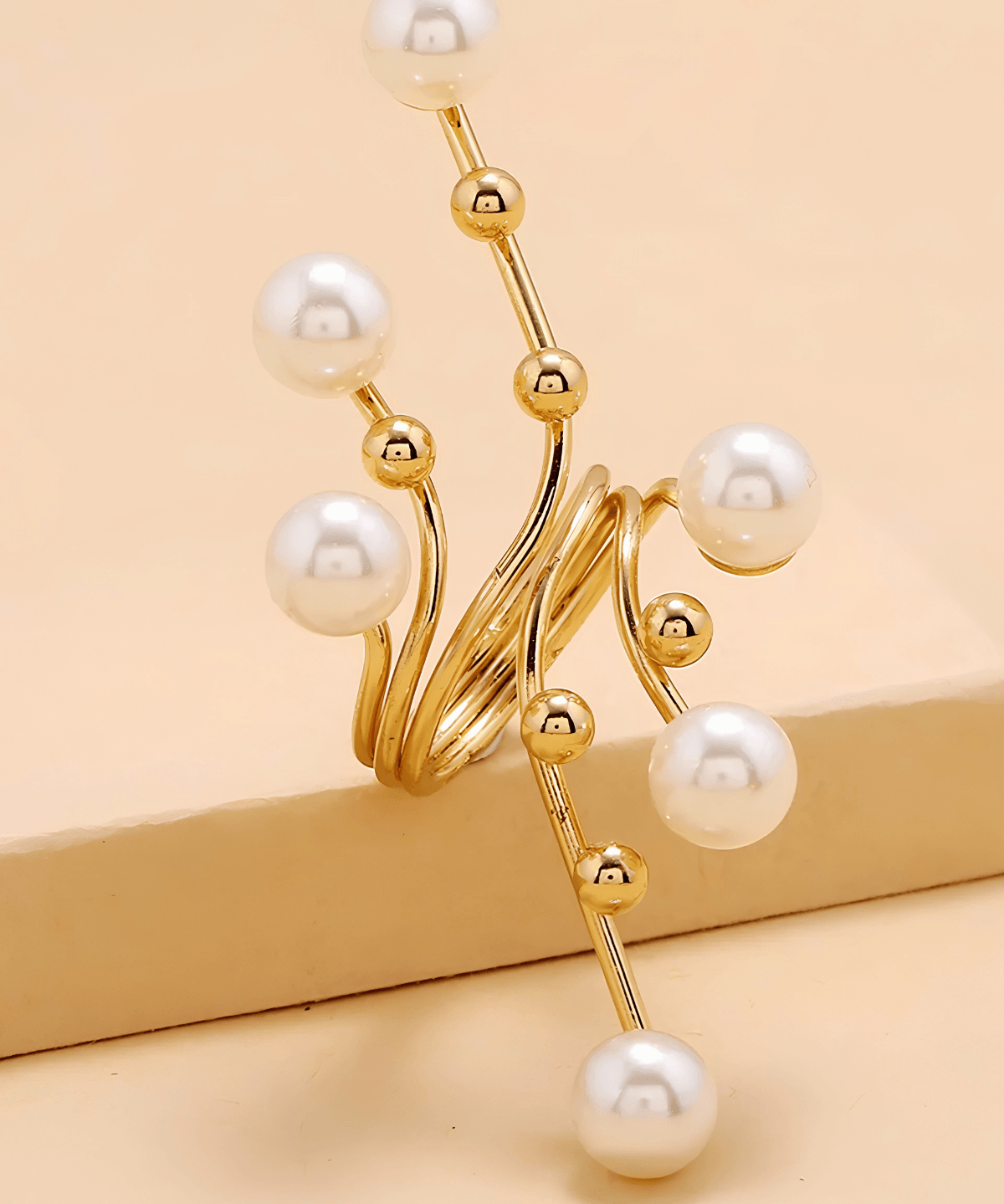18k Pearl Open Ring - Women's Tarnish-Free, Waterproof, Hypoallergenic, Sustainable, High Quality 