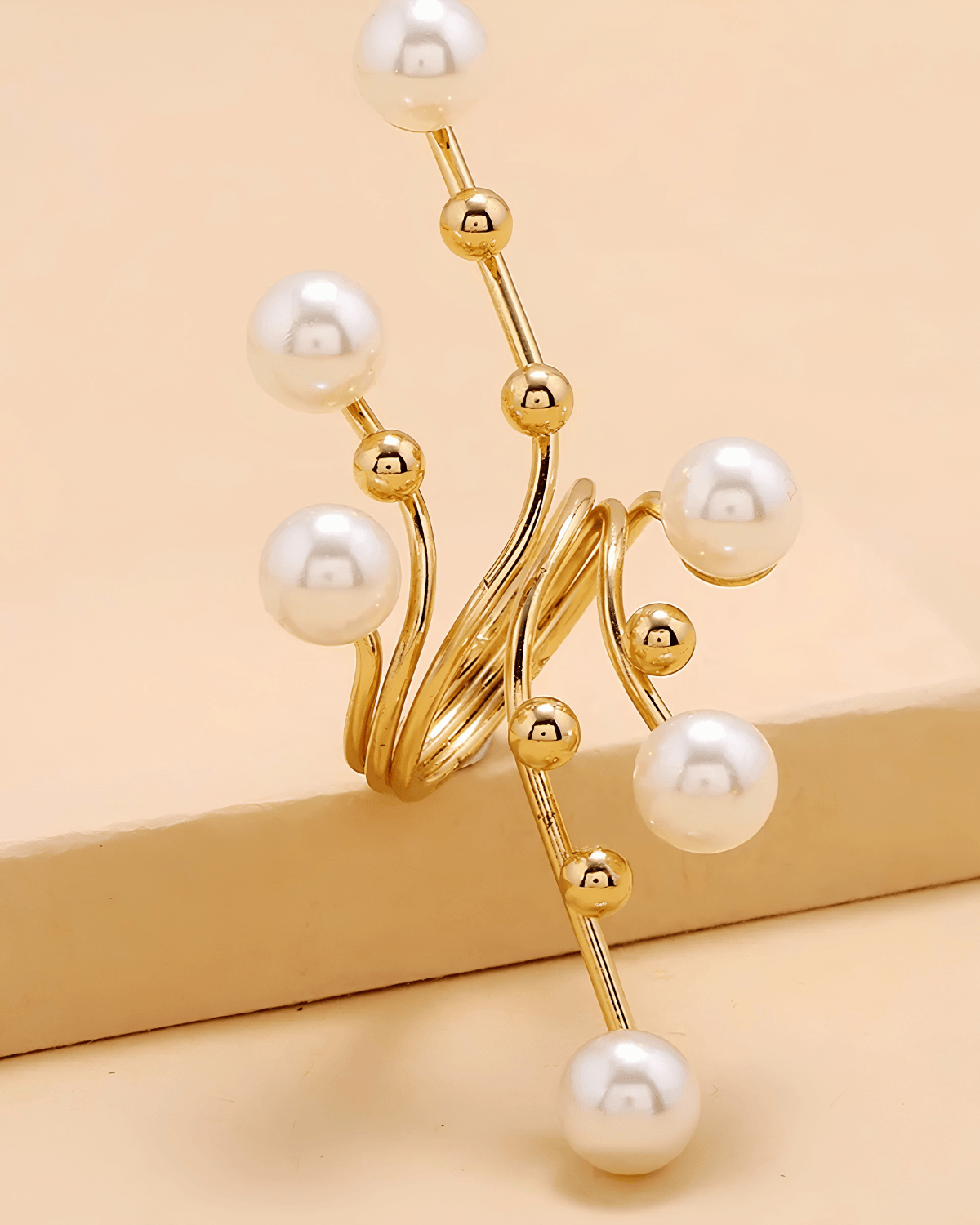 18k Pearl Open Ring - Women's Tarnish-Free, Waterproof, Hypoallergenic, Sustainable, High Quality 