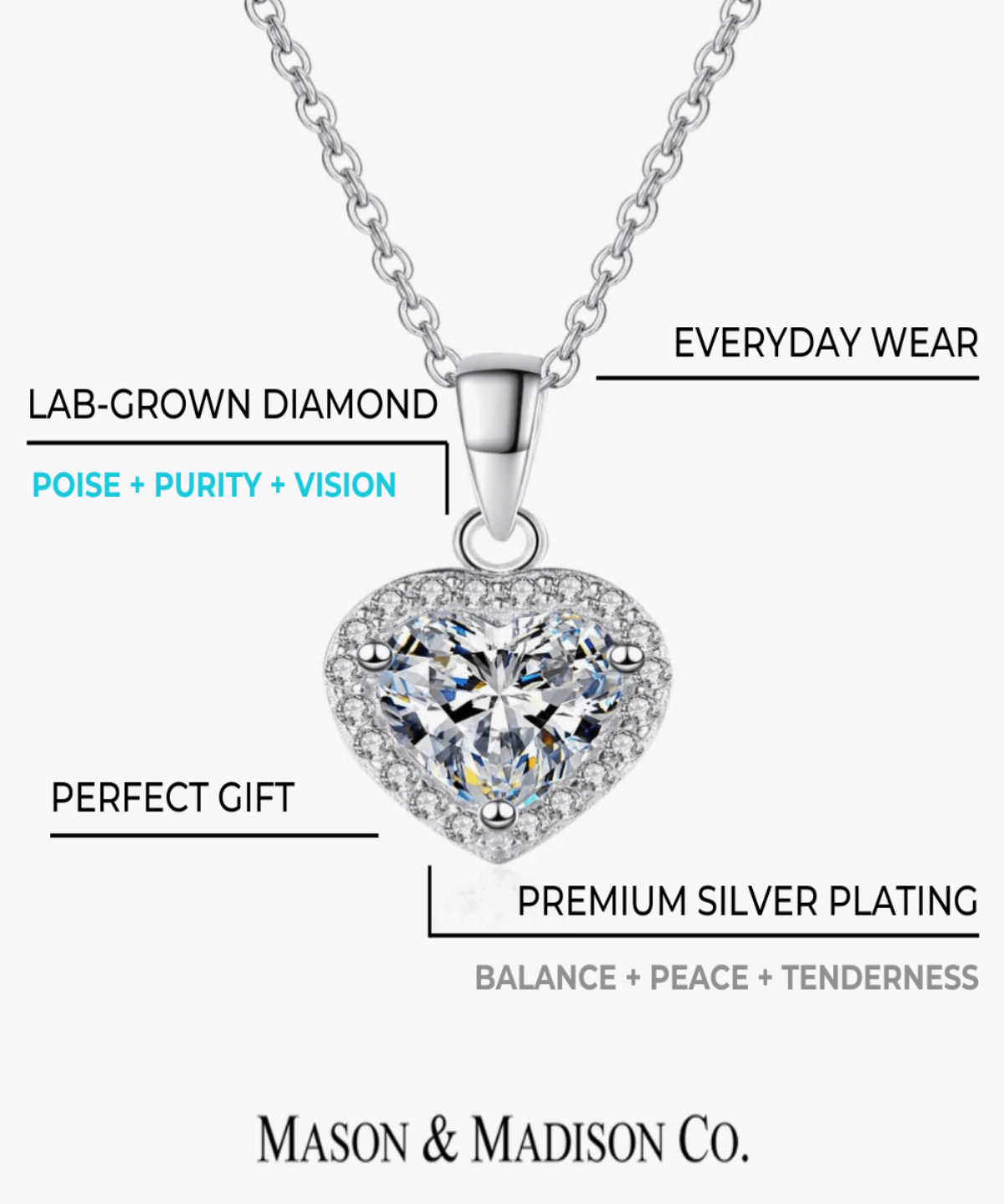 1ct Diamond Heart Necklace, Best Trending Trendy Diamond Heart Necklace Gift for Women, Lady, Mother, Wife.