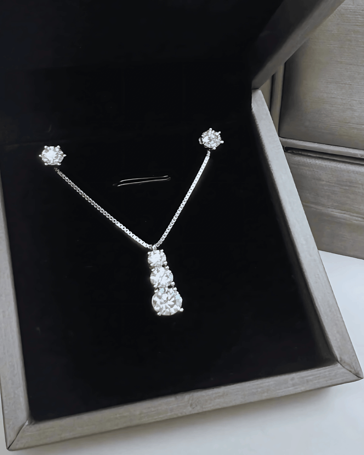 Mason & Madison Co. Diamond Pendant Necklace + Diamond Stud Earrings Jewelry Bundle Set - Classic