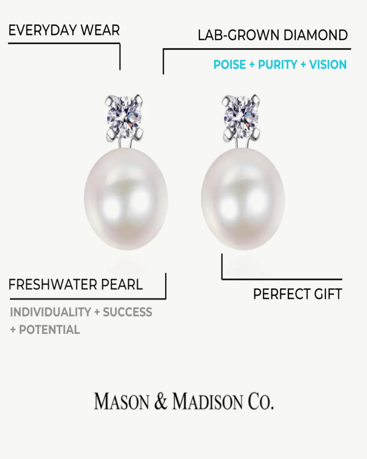1ct Pearl Earrings Women’s Best Trending Gift for Lady Girl Mother Wife,Birthday Travel Vacation Bridal Wedding Party Daily Office Work School,Spring Summer Fall Winter Holiday Sale,Mason & Madison Co.