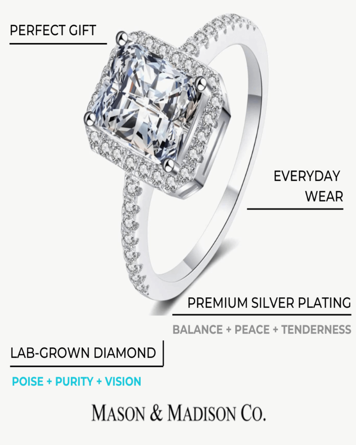 1ct Diamond Ring Women’s Best Trending Gift for Lady Girl Mother Wife,Birthday Travel Vacation Bridal Wedding Party Daily Office Work School,Spring Summer Fall Winter Holiday Sale,Mason & Madison Co.