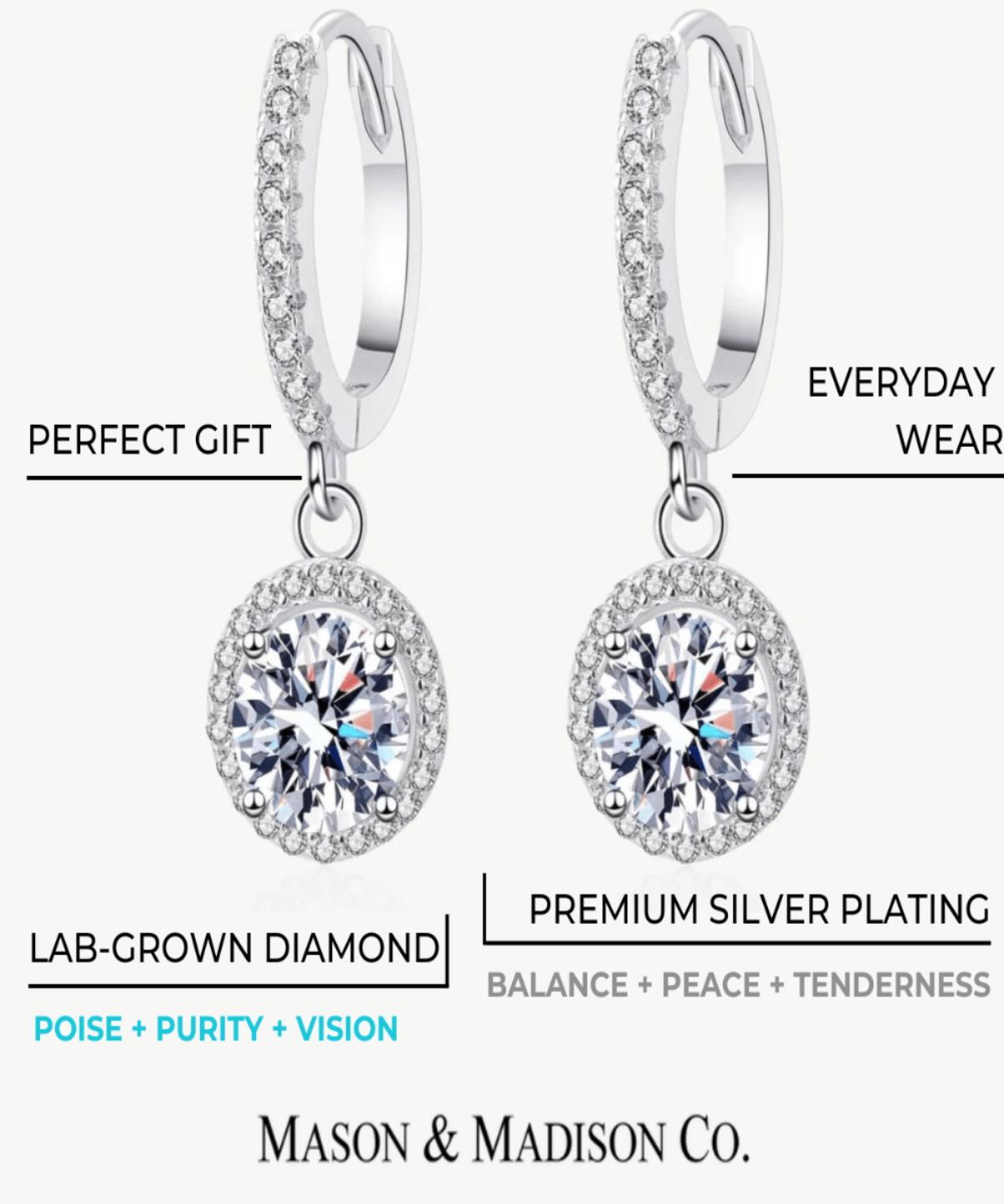 2ct Diamond Round Drop Earrings Women’s Best Trending Gift for Lady Girl Mother Wife,Birthday Travel Vacation Bridal Wedding Party Daily Office Work School,Spring Summer Fall Winter Holiday Sale,Mason & Madison Co.