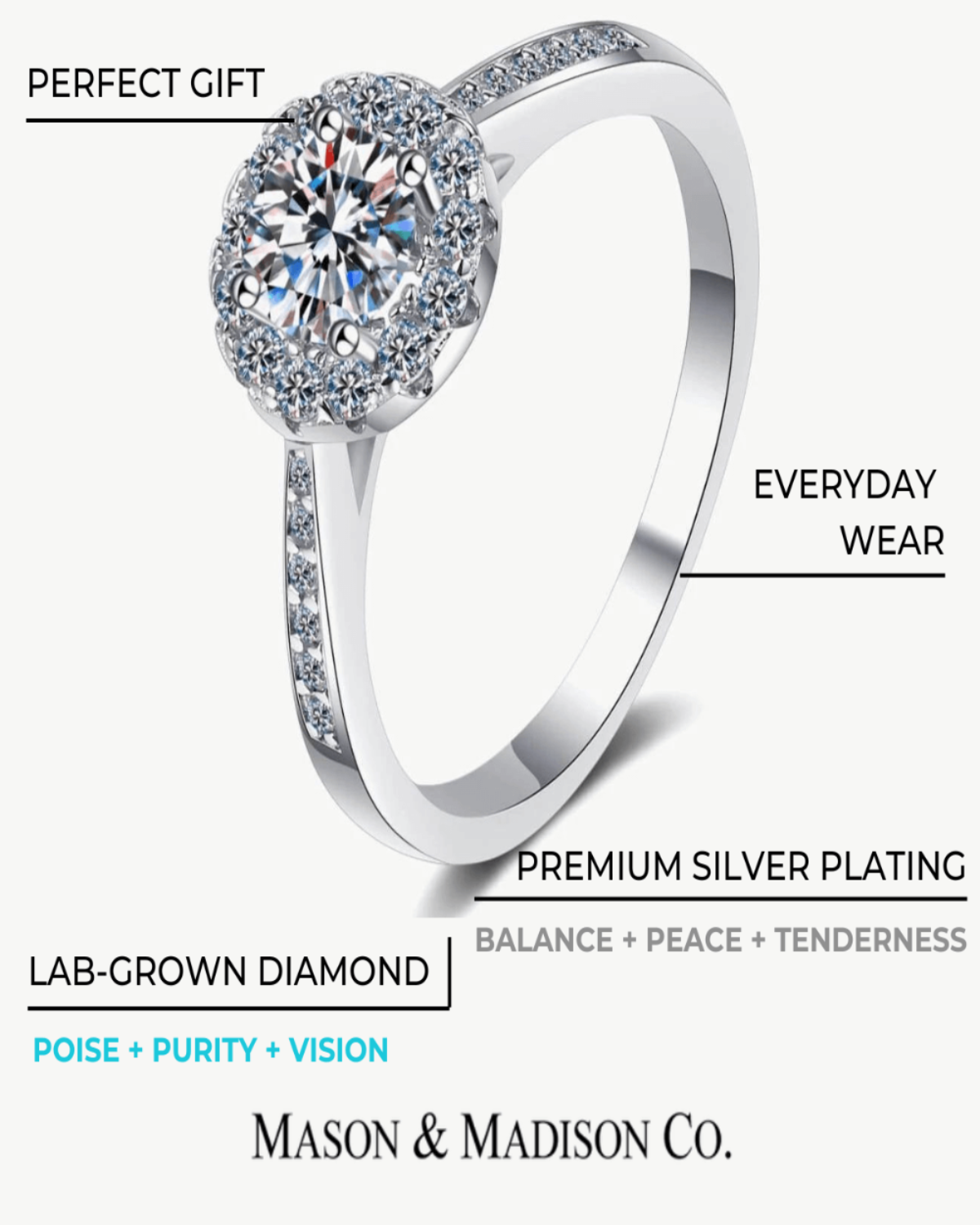 1ct Diamond Ring Women’s Best Trending Gift for Lady Girl Mother Wife,Birthday Travel Vacation Bridal Wedding Party Daily Office Work School,Spring Summer Fall Winter Holiday Sale,Mason & Madison Co.