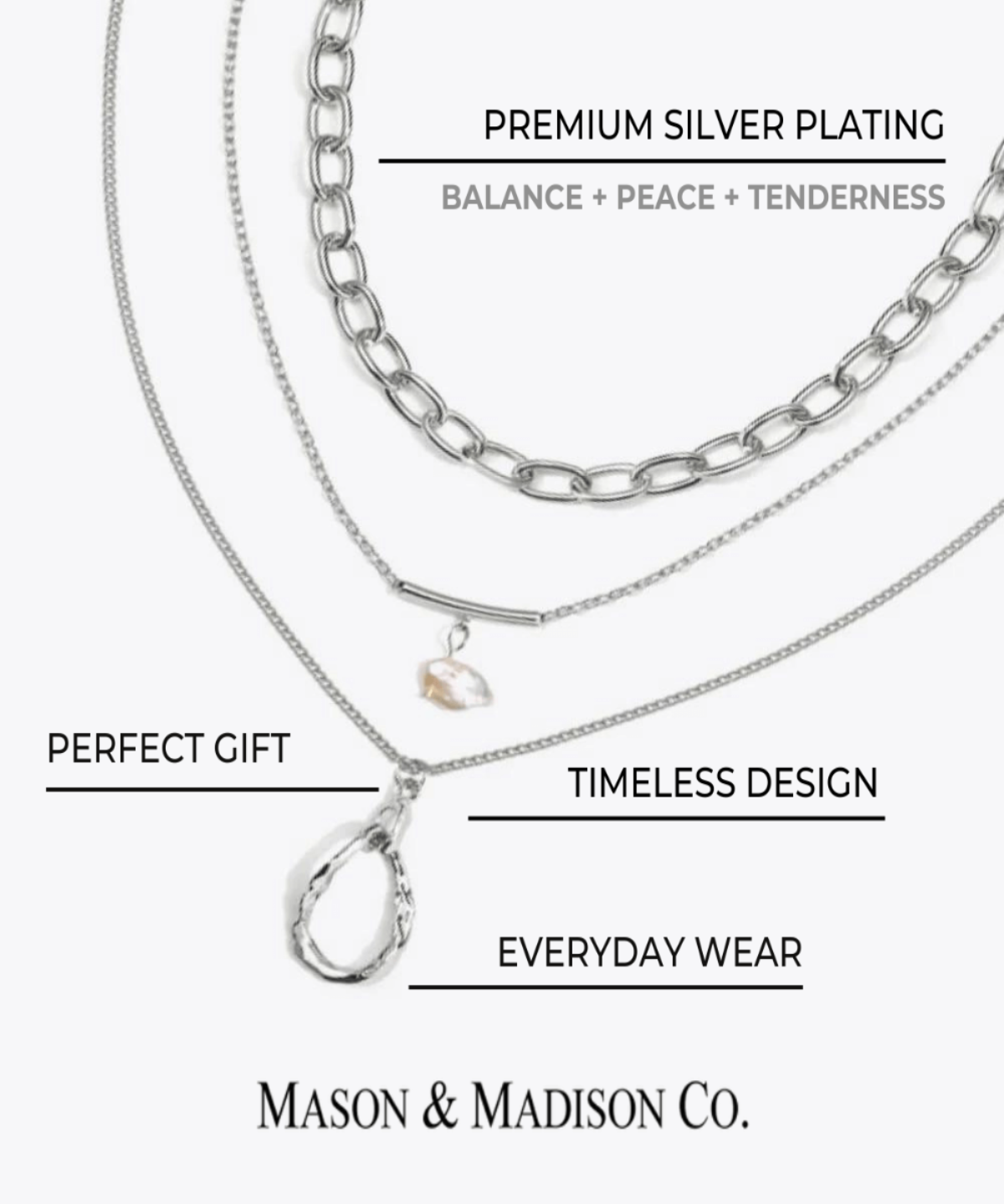 Layered Silver Necklaces Women’s Best Trending Gift for Lady Girl Mother Wife,Birthday Travel Vacation Bridal Wedding Party Daily Office Work School,Spring Summer Fall Winter Holiday Sale,Mason & Madison Co.