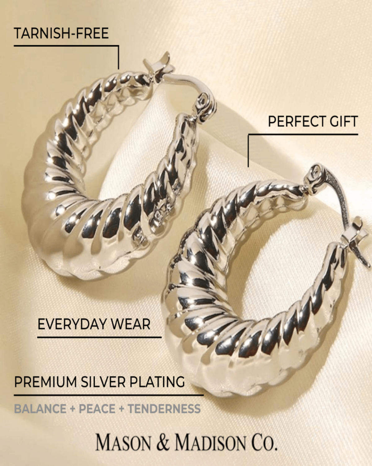 Silver Hoop Earrings Women’s Best Trending Gift for Lady Girl Mother Wife,Birthday Travel Vacation Bridal Wedding Party Daily Office Work School,Spring Summer Fall Winter Holiday Sale,Mason & Madison Co.