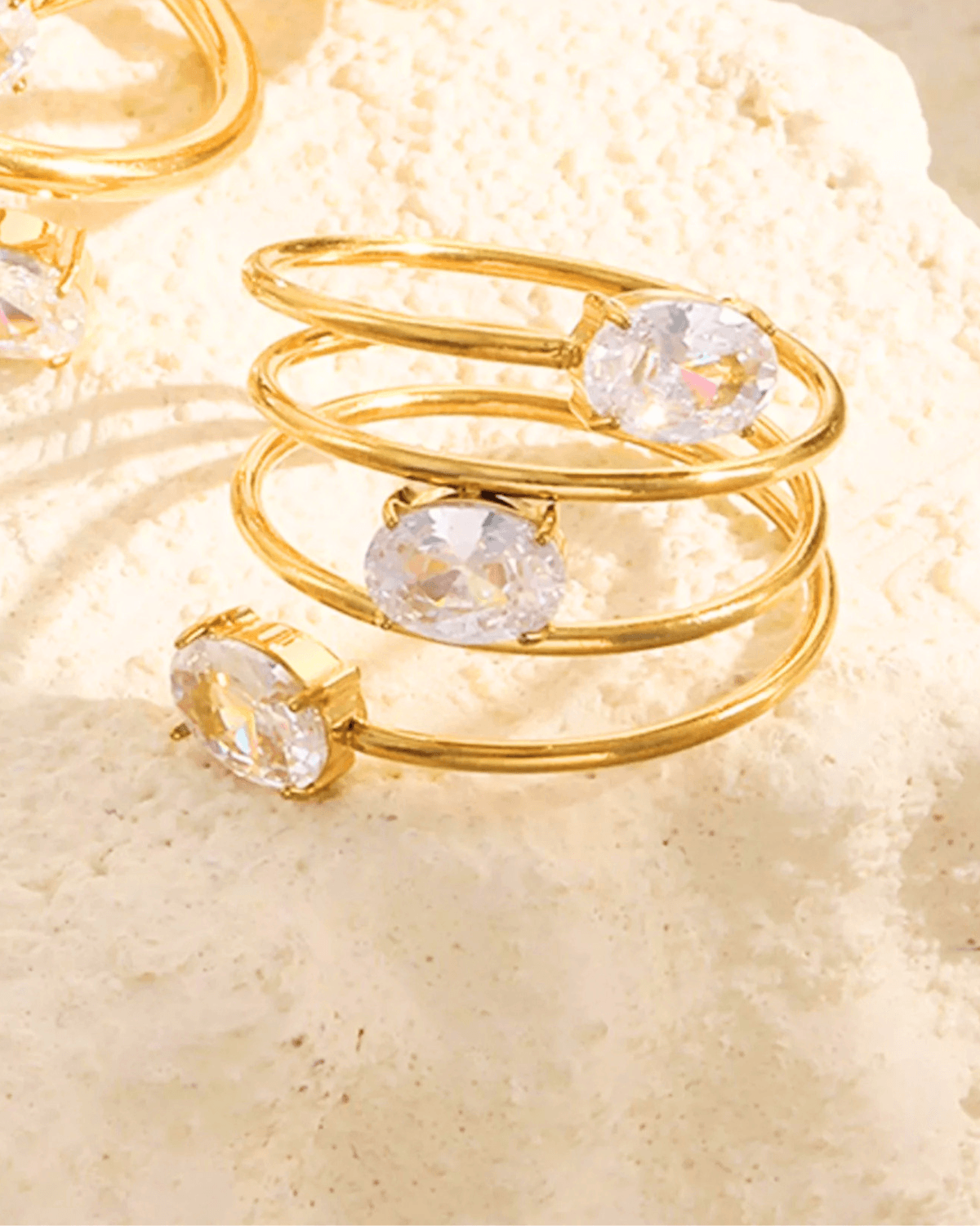 Top Diamond Gold Ring 18K Women's Gift for Her/Mom/Wife Birthday