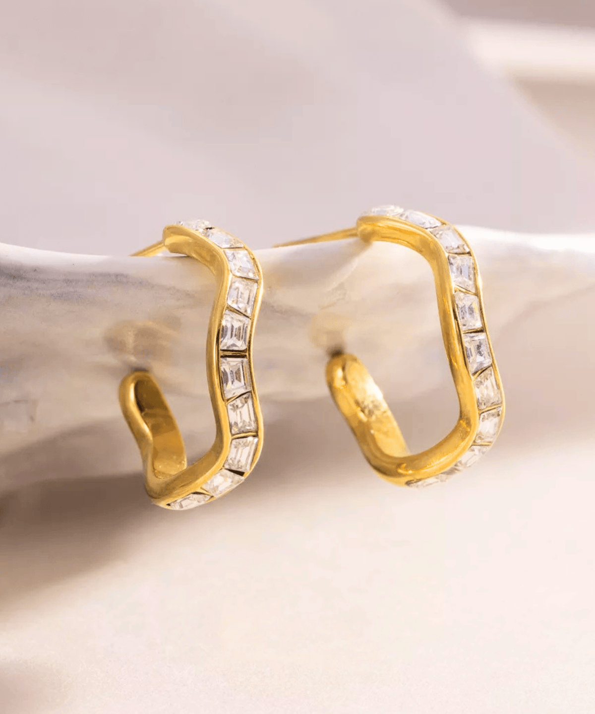 Top Gold Diamond Hoop Earrings 18K Women's Gift for Her/Wife/Mom Birthday