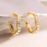 Top Gold Diamond Hoop Earrings 18K Women's Gift for Her/Wife/Mom Birthday