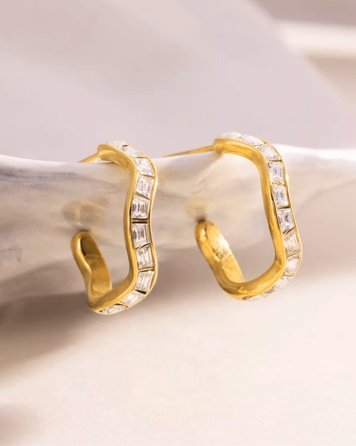 Top Gold Diamond Hoop Earrings 18K Women's Gift for Her/Wife/Mom Birthday
