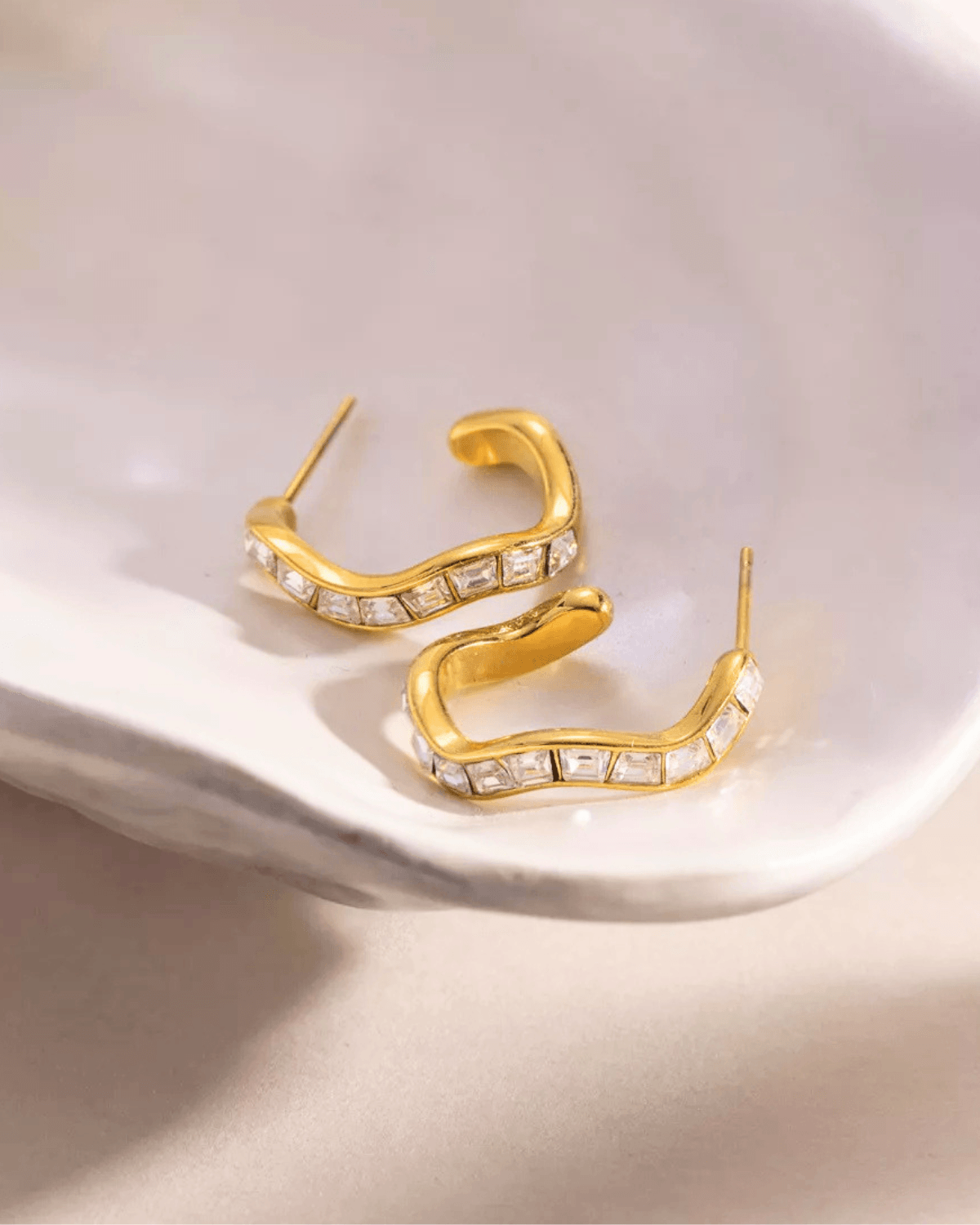 Top Gold Diamond Hoop Earrings 18K Women's Gift for Her/Wife/Mom Birthday