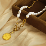 Top 1 Gold Pendant Pearl Chain Necklace Women's Outfit Vibe