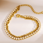 Top Gold Tennis Diamond Double Layered Chain Bracelet,Mason & Madison Co. 