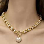 Top Pearl Heart Pendant Necklace 18k Women's | Tarnish-Free, Waterproof, Hypoallergenic, Sustainable, High Quality
