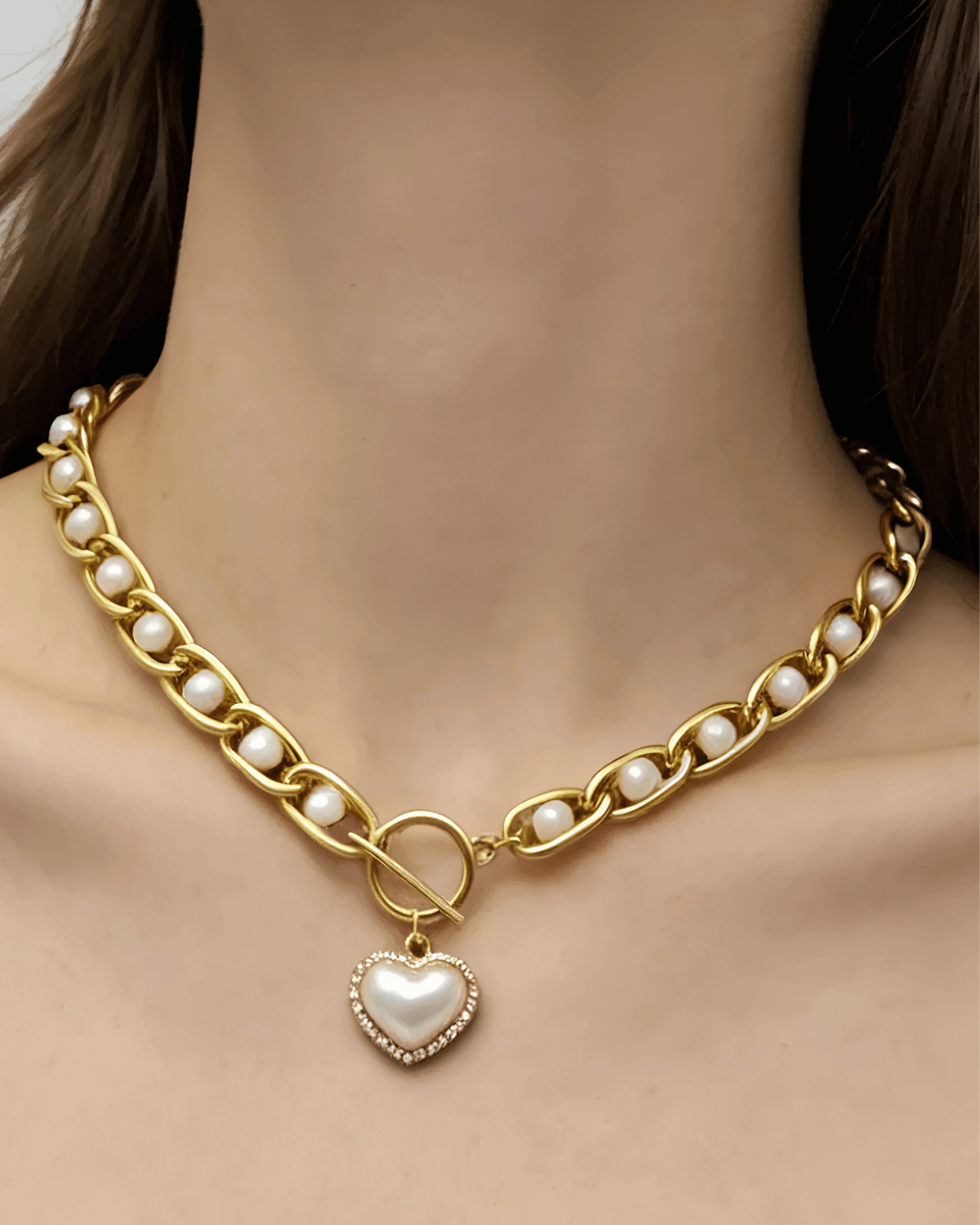 Top Pearl Heart Pendant Necklace 18k Women's | Tarnish-Free, Waterproof, Hypoallergenic, Sustainable, High Quality