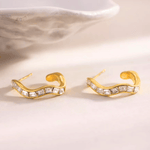 Trending Gold Diamond Hoop Earrings 18K Women's Gift for Her/Wife/Mom Birthday