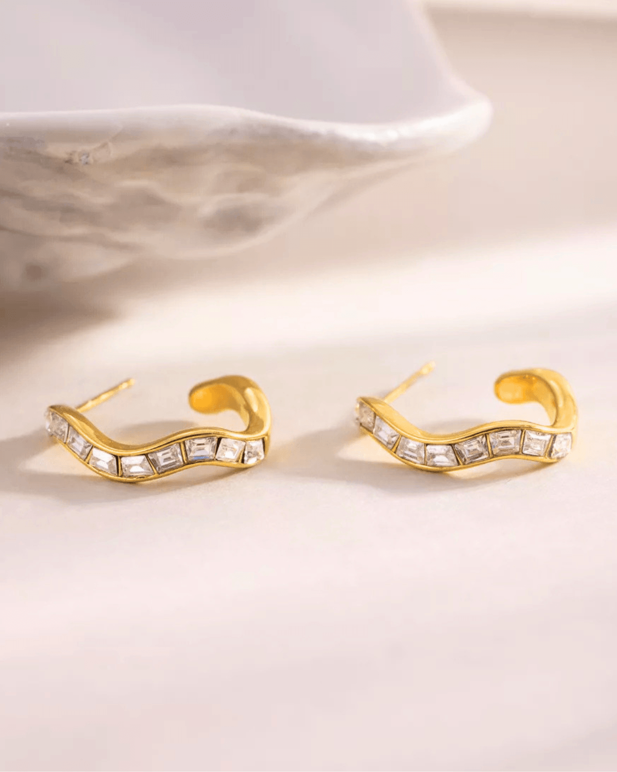 Trending Gold Diamond Hoop Earrings 18K Women's Gift for Her/Wife/Mom Birthday