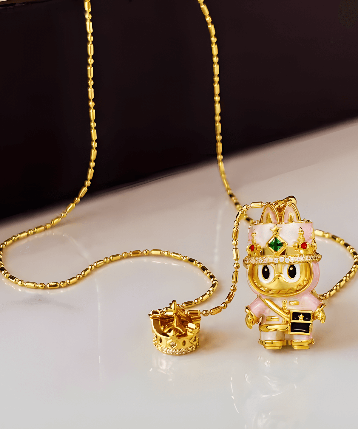 Labubu Necklace Jewelry 18K Yellow Gold Labubu Diamond Pendant Necklace 18k Women's, Best Trending Birthday Wedding Gift for Mom Wife, Bridal Party Travel Work School Holiday, Mason & Madison