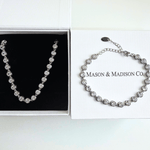 Women's Silver Necklace Bracelet Diamond Tennis Chain Necklace Bracelet Women’s Best Trending Gift for Lady Girl Mother Wife,Birthday Travel Vacation Bridal Wedding Party Daily Office Work School,Spring Summer Fall Winter Holiday Sale,Mason & Madison Co.