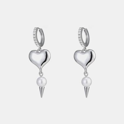 1# BEST Silver Diamond Pearl Earrings Jewelry Gift for Women | #1 Best Most Top Trendy Trending Aesthetic Diamond Pearls Silver Heart Drop Earrings Jewelry Gift for Women, Girls, Girlfriend, Mother, Wife, Ladies | Mason & Madison Co.