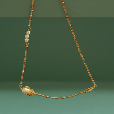 Antique modern retro vintage gold carved pearl necklace Avon 1980 N297 -  Shop Damn Good Vintage Necklaces - Pinkoi