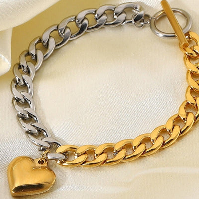 Best Gold Silver Jewelry Gift | Best Aesthetic Yellow Gold Silver Heart Bracelet Jewelry Gift for Women, Girls, Girlfriend, Mother, Wife, Daughter | Mason & Madison Co.