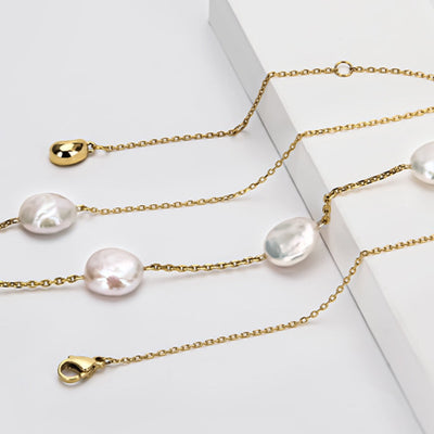 Best Gold Pearl Chain Necklace Jewelry Gift | Best Aesthetic Yellow Gold Pearl Chain Necklace Jewelry Gift for Women, Girls, Girlfriend, Mother, Wife, Daughter | Mason & Madison Co.