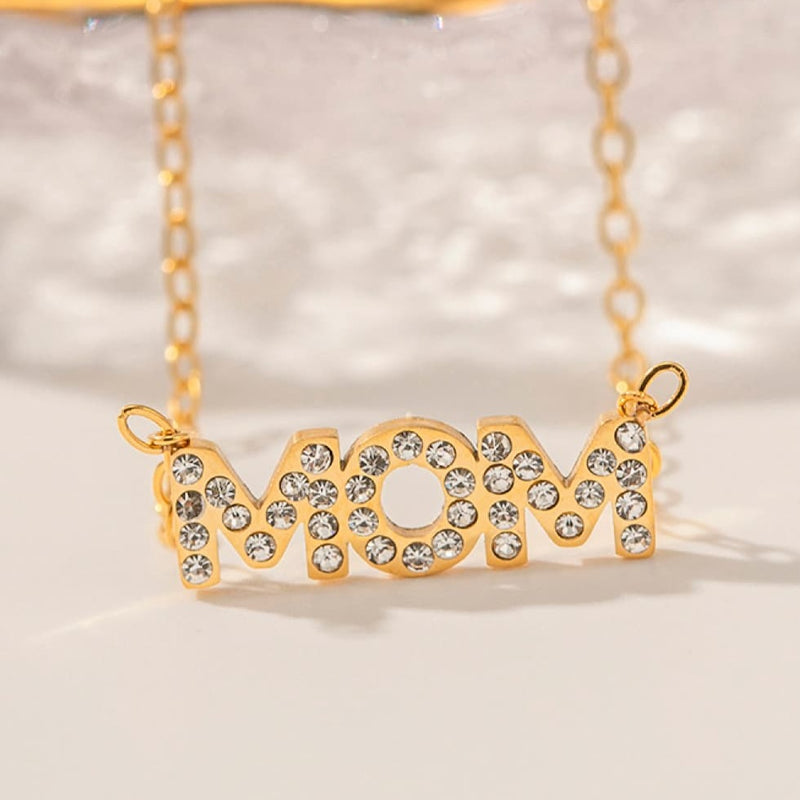 Gold & Diamond MOM Pendant Necklace
