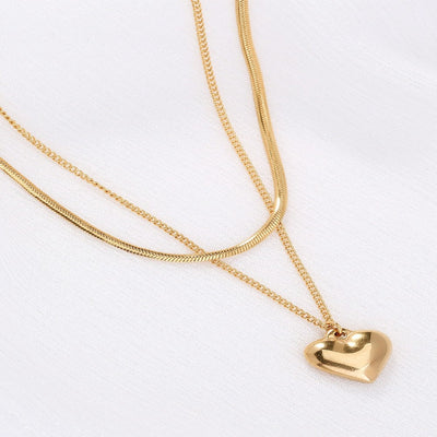 Best Gold Heart Double-Layered Necklace Jewelry Gift | Best Aesthetic Yellow Gold Heart Pendant Double-Layered Necklaces Bundle Jewelry Gift for Women, Girls, Girlfriend, Mother, Wife, Daughter | Mason & Madison Co.