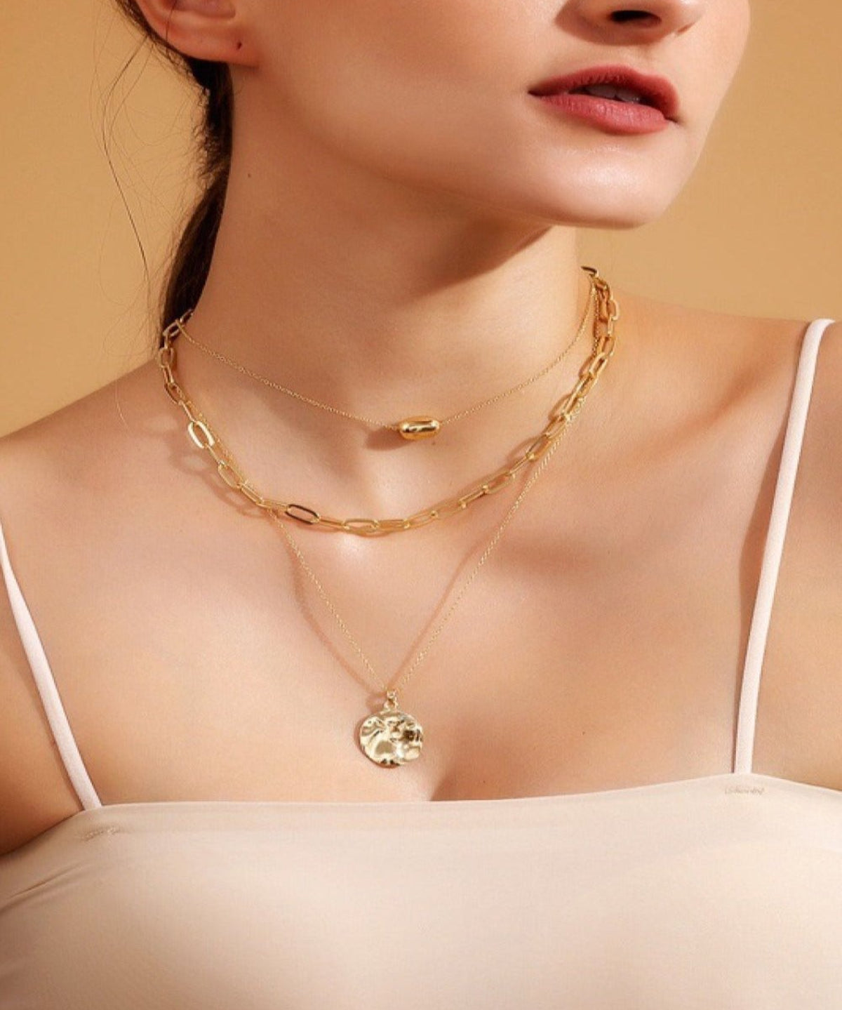 18K Layered Gold Necklace, Best Trending Trendy Layered Gold Necklace Gift for Women, Lady, Mother, Wife.