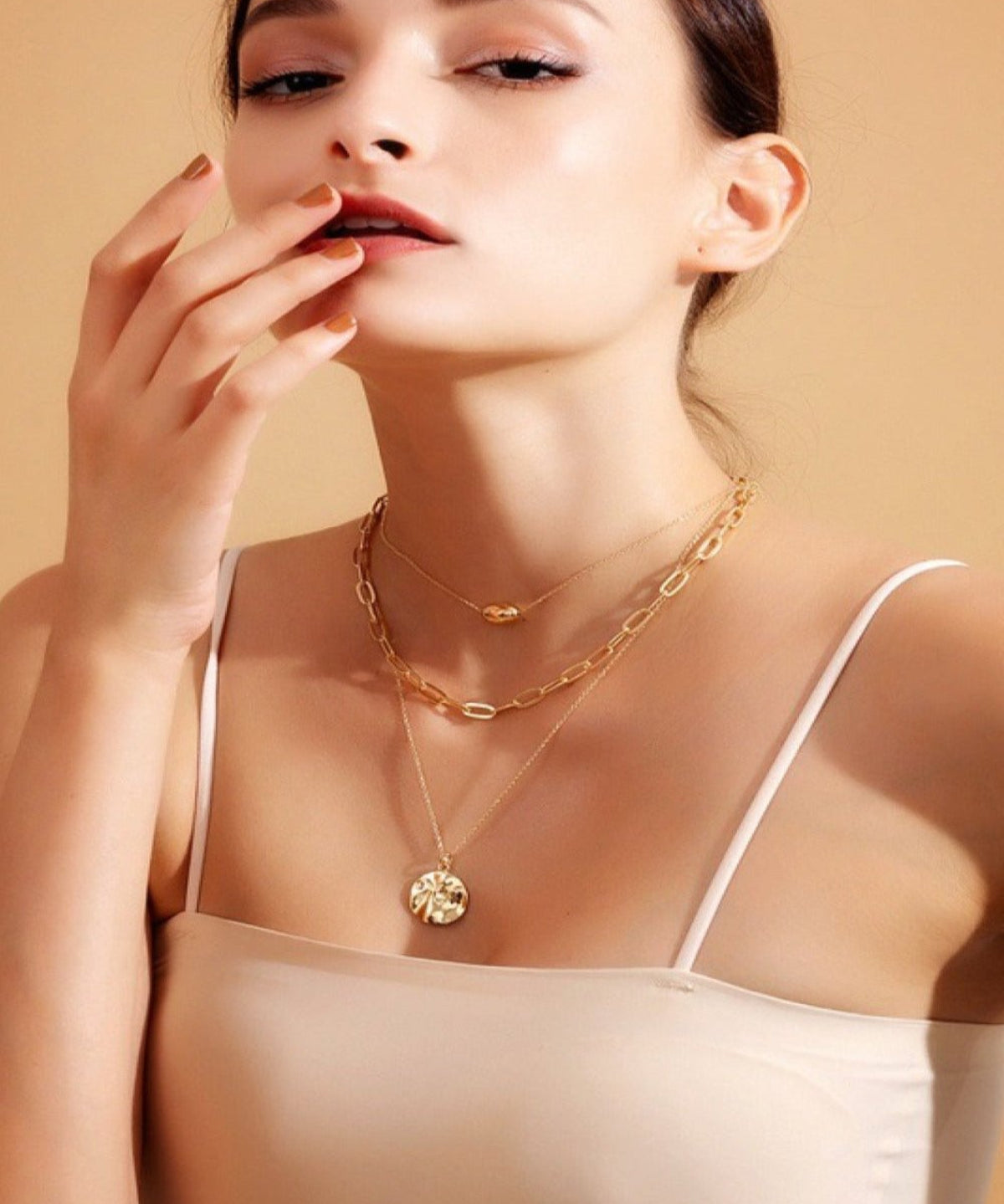 18K Layered Gold Necklace, Best Trending Trendy Layered Gold Necklace Gift for Women, Lady, Mother, Wife.