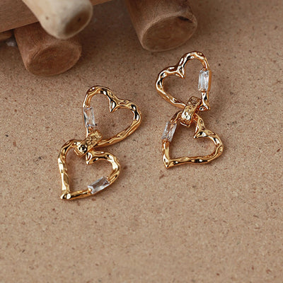 Best Gold Diamond Heart Drop Earrings Jewelry Gift | Best Aesthetic Yellow Gold Diamond Heart Drop Earrings Jewelry Gift for Women, Girls, Girlfriend, Mother, Wife, Daughter | Mason & Madison Co.