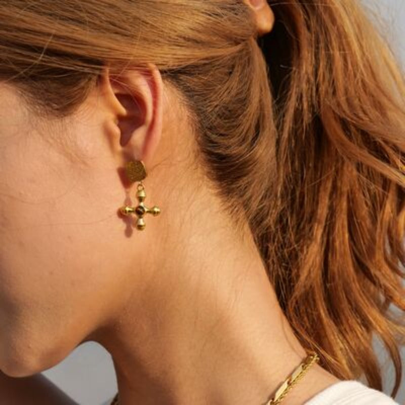 Best Gold Jewelry Gift | Best Yellow Gold Cross Drop Earrings Jewelry Gift for Women, Girls, Girlfriend, Mother, Wife, Daughter | Mason & Madison Co.
