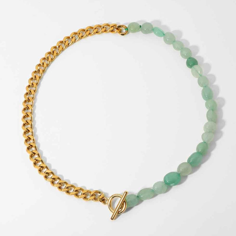 Half Gold Half Jade Chain Necklace